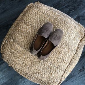 Tori Burch Light Beige Suede Flats
